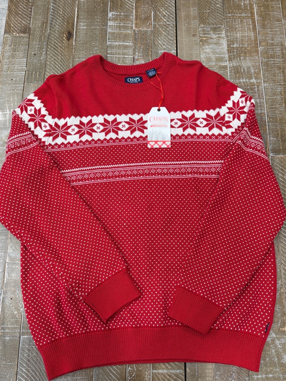 Chaps Red and White Sweater